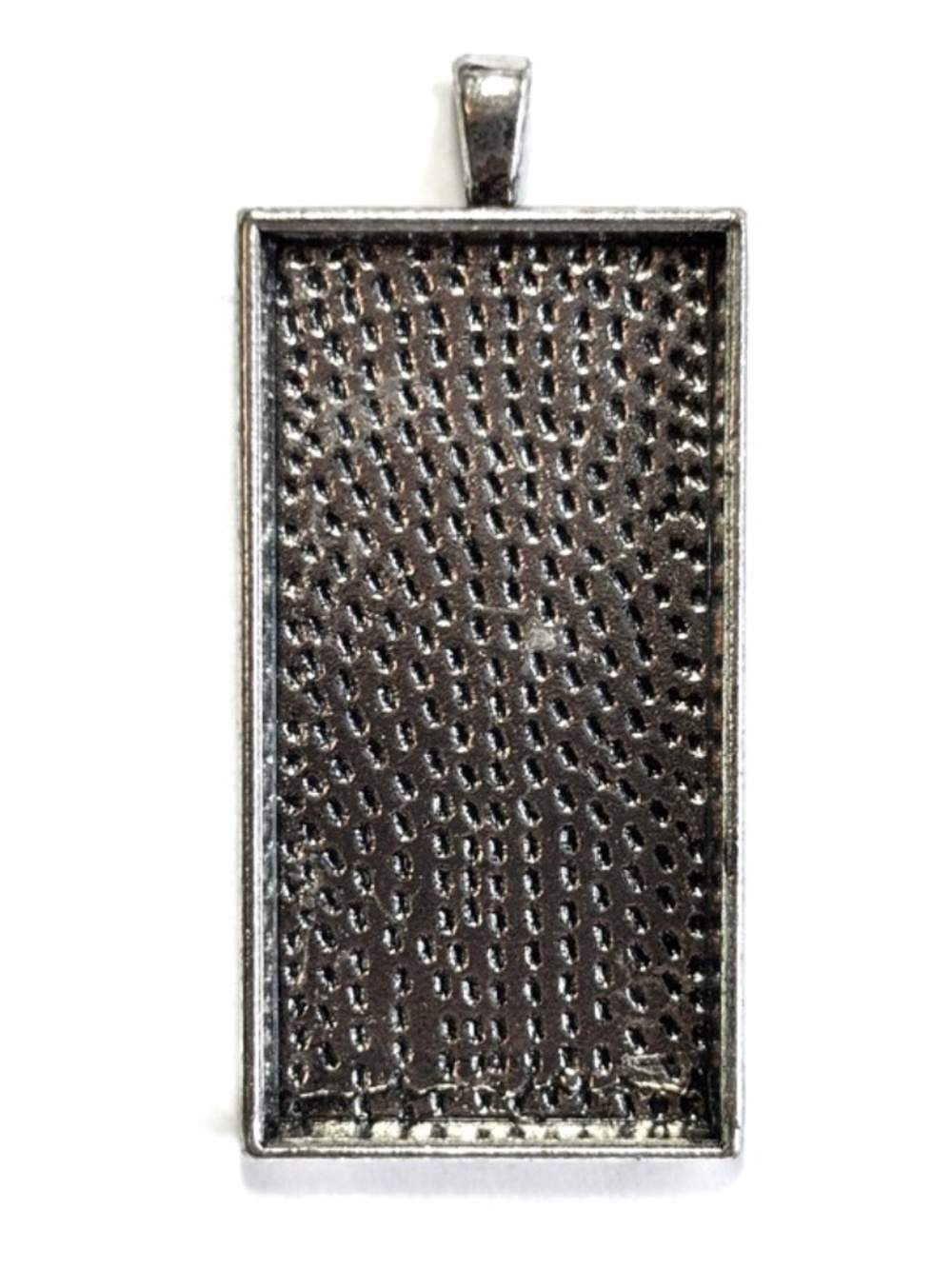🔥$1 Clearance Silvertone Rectangle Cabochon Pendant Tray 50mm x 28mm (1pc)